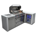 Mont Alpi Deluxe Series 8 Ft L-Shaped Propane Outdoor Kitchen Island w/ Side Burner & Fridge - MAi805-D90FC