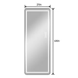 Full-Length Vertical Mirror With LED Light, Dimming Wall Mirror With Frame
