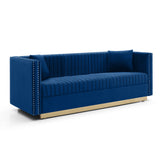 Contemporary Vertical Channel Tufted Sofa Modern Upholstered Couch For Living Room With 2 Pillows