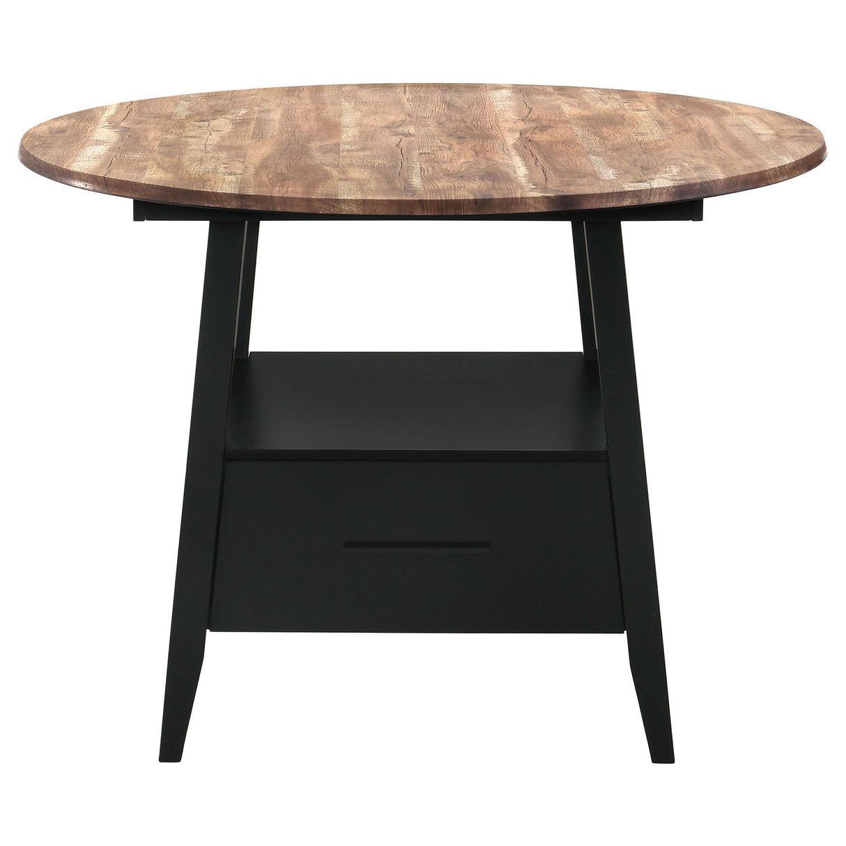 Arunda Yukon - Round Counter Height Dining Table With Pedestal Base And Built In Drawer - Oak