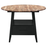 Arunda Yukon - Round Counter Height Dining Table With Pedestal Base And Built In Drawer - Oak