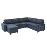 U - Shaped Convertible Sectional Sofa Bed With Storage, USB Charger & Cup Holders