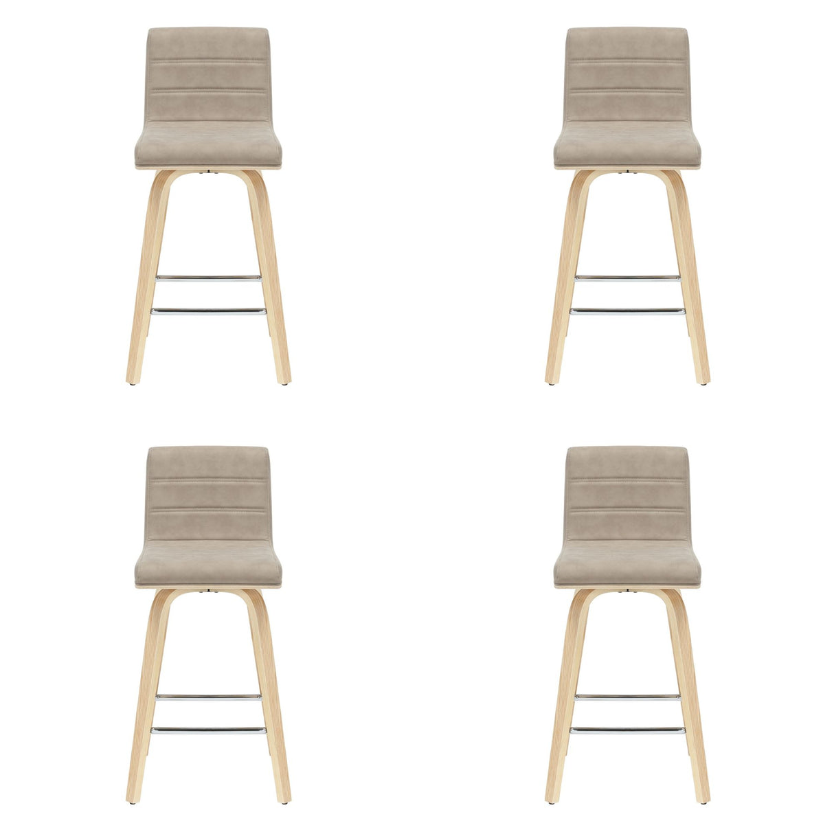 Vienna - 35.5" Swivel Counter Height Square Back Wood Bar Stool With Faux Leather Seat