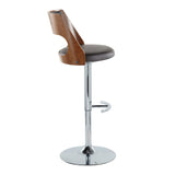 Cecina - Adjustable Barstool With Swivel And Rounded T Footrest (Set of 2) - Chrome Metal, Cherry Wood