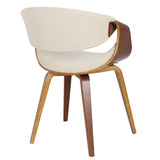 Curvo - Dining / Accent Chair (Set of 2) - Walnut Wood And Cream Fabric
