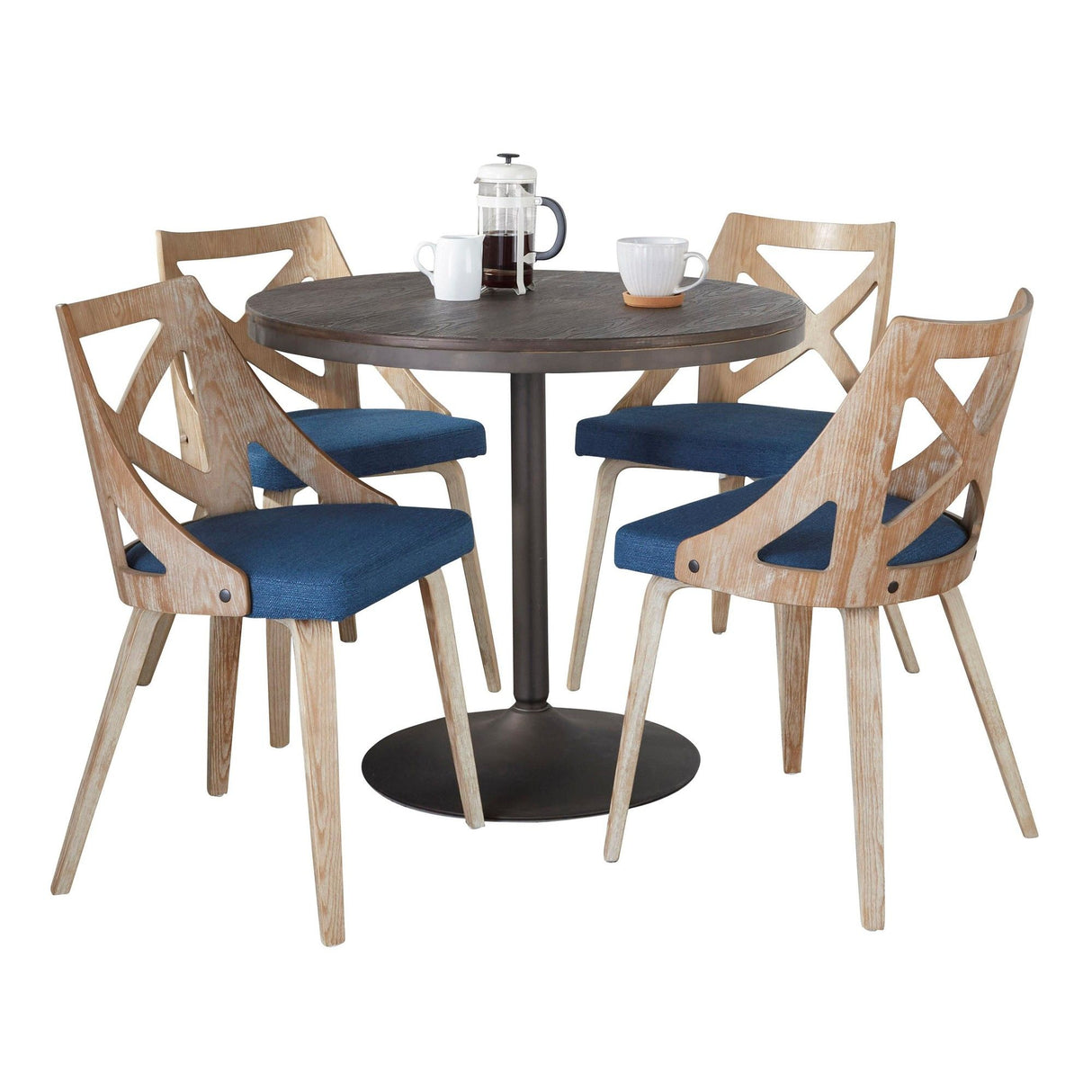 Dakota - Charlotte 5 Piece Dining Set - Antique Metal, Espresso Bamboo