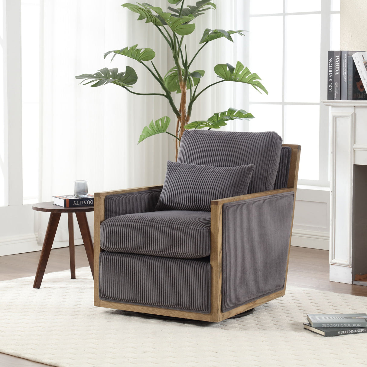 Comfy Accent Barrel Chair, 360 Degree Swivel