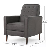 Macedonia - Mid Century Modern Button Tufted Fabric Recliner - Slate