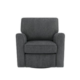 360° Swivel Accent Barrel Armchair With Side Pockets, Compact Design