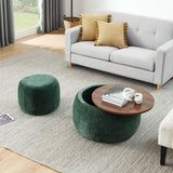 Round Storage Ottoman, 2 In 1 Function, End Table And Ottoman