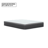 12'' Queen Size Hybrid Mattress In A Box, Plush Gel Memory Foam Mattress Top With Pocket Coil Base - Gray / White