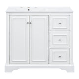 Bathroom Vanity With Sink, Soft-Close Doors, Adjustable U-Shelf, 3 Drawers