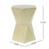 Modern Hexagon Side Table With Knockout Pit Texture - Gold