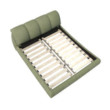Luxury Upholstered Platform Bed With Oversized Padded Backrest And Solid Wood Frame
