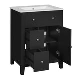 Bathroom Vanity With Basin, Rectangular Cabinet With 2 Drawers And Soft Closing Door