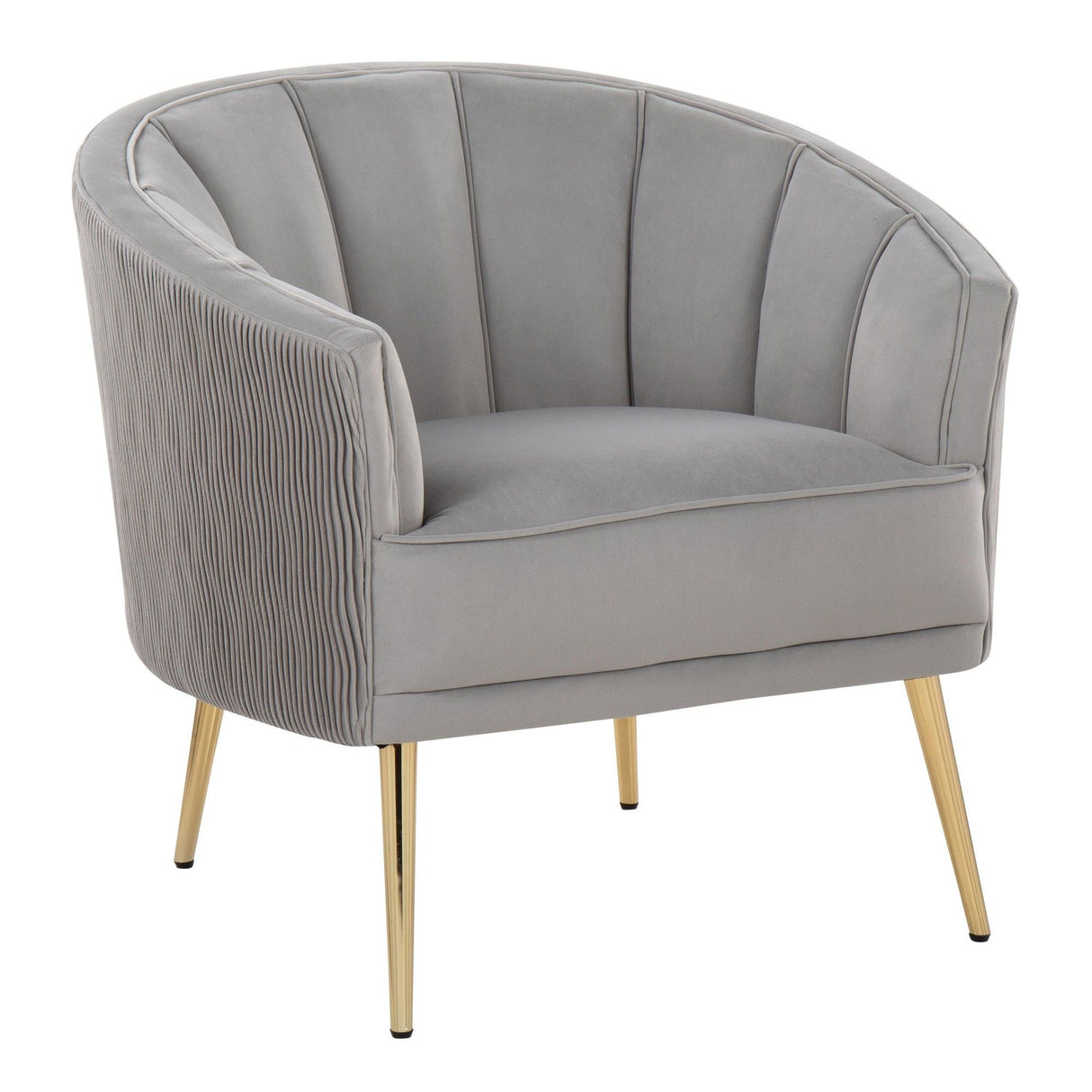Tania - Pleated Waves Contemporary/Glam Accent Chair - Gold Steel And Silver Velvet