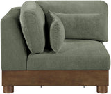 Turin - Chenille Fabric Upholstered Modular Corner Chair - Walnut Base