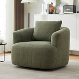 360° Swivel Barrel Sofa Chair With Throw Pillow, Chenille Upholstered Accent Chair