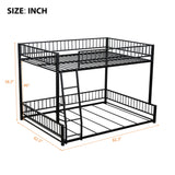 Bunk Bed Frame With Ladder And Safety Guardrails