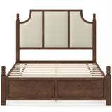 Farmhouse Platform Bed Frame & Tall Upholstered Headboard