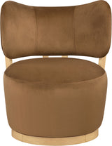 Elara - Velvet Upholstered Swivel Accent Chair - Saddle / Stained Natural