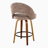 Renee - Upholstered Fixed-Height Barstool (Set of 2) - Walnut Wood Base