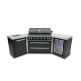 Mont Alpi Black Series 10 Ft U-Shaped Propane Outdoor Kitchen Island w/ Side Burner & Fridge - MAi805-BSS45FC