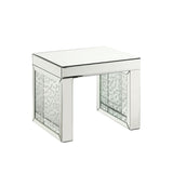 Nysa - 16" Accent Table - Mirrored & Faux Crystals Inlay