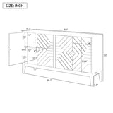 4 Door Sideboard Storage Cabinet For Living Room And Dining Room, 2 Large Cabinets With Gold Handles And Adjustable Shelf - Black