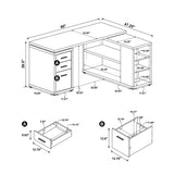 Transitional L Shape Computer Desk With Multiple Storage And Built In File Cabinet