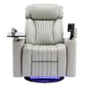 270° Power Swivel Recliner Home Theater Chair With Hidden Arm Storage, LED Light, Cup Holder, And Tray Table
