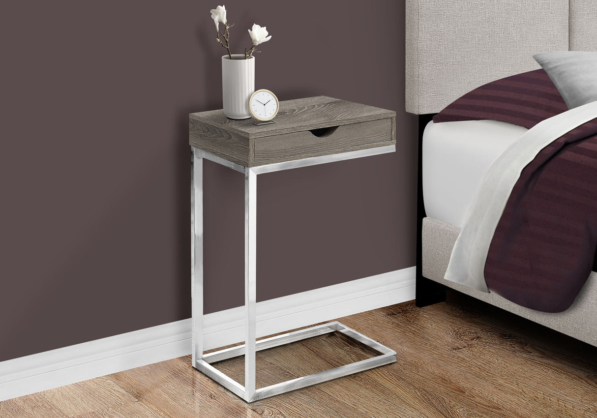 C-Shaped Accent Table Storage Drawer For Living Room