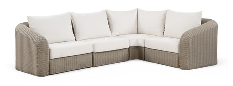 Seacrest - 123.25" Olefin Water Resistant Fabric And Wicker 4 Piece Outdoor Patio Modular Sectional