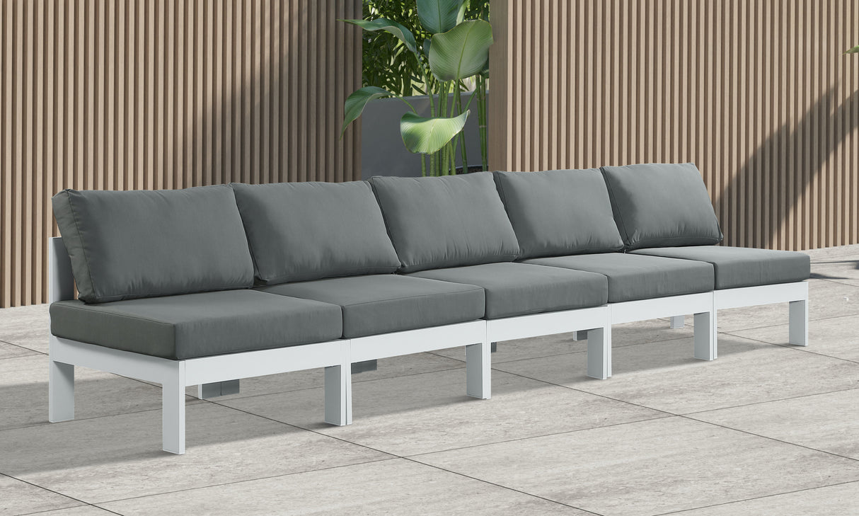 Nizuc - Outdoor Patio 5 Seat Modular Armless Sofa With White Frame
