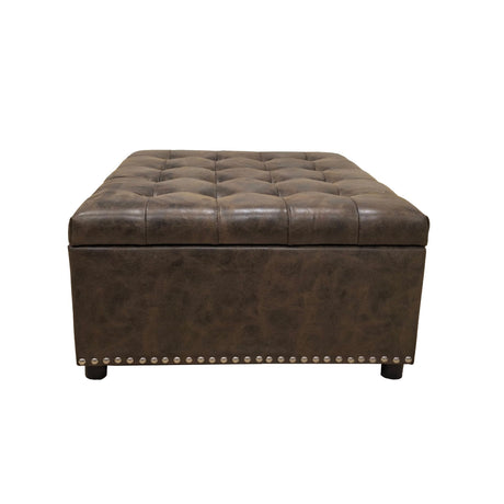 Tufted Storage Ottoman With Button Tufting And Nailhead Trim