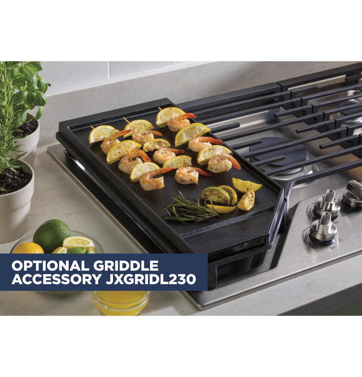 GE JGP5030SLSS - 30 in. 5-Burner Natural Gas Cooktop with Simmer Burner, Power Burner and Dishwasher Safe Grates - Stainless Steel