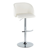Fran - Adjustable Barstool (Set of 2) - Chrome Metal, White Faux Leather