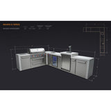 Mont Alpi 11.5 Ft L-Shaped Propane Outdoor Kitchen Island w/ Side Burner, Beverage Center & Kegerator - MAi805-D90KEGBEV