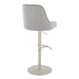 Studded - Marcel Adjustable Barstool (Set of 2) - Pearl Grey Metal
