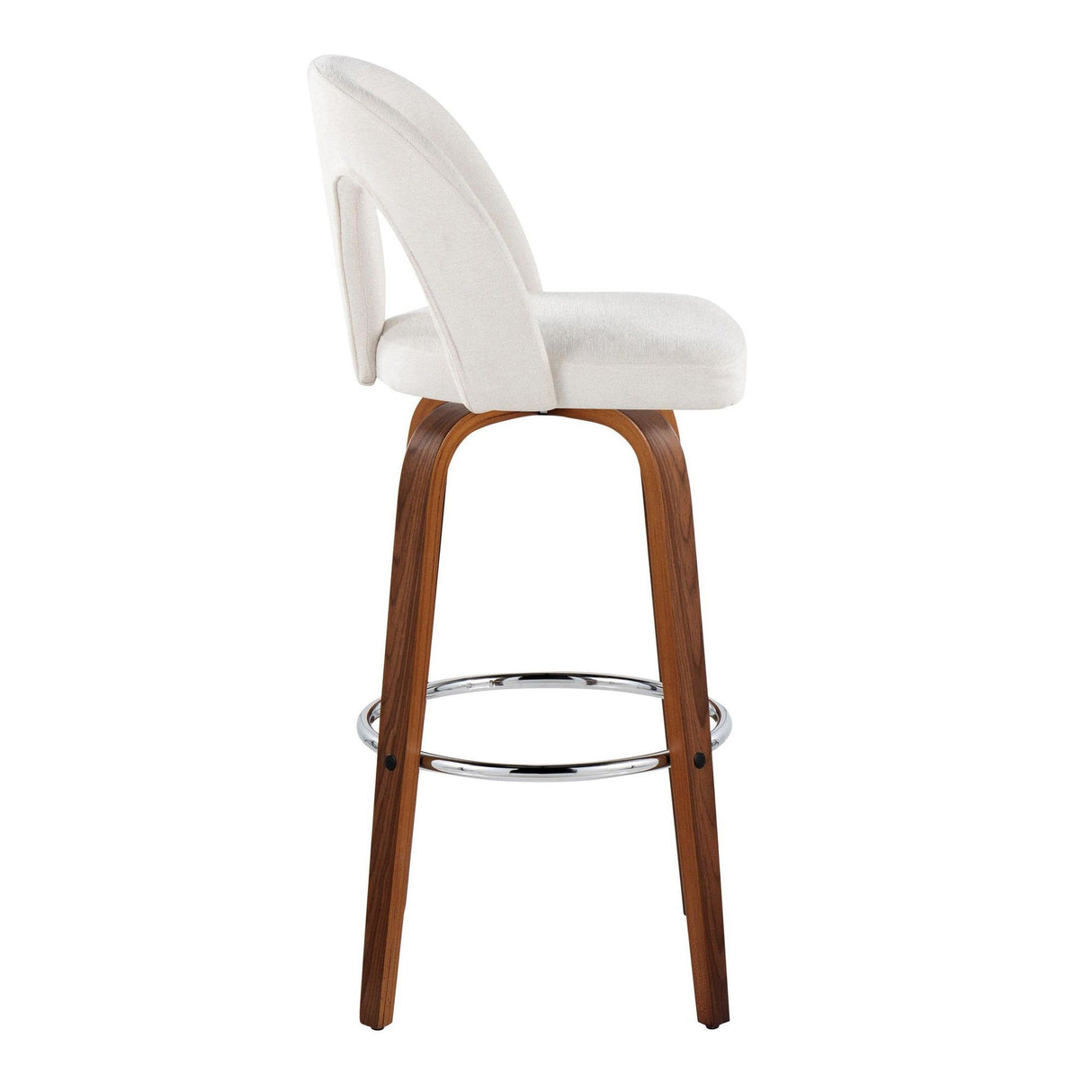 Ava - Upholstered Fixed-Height Barstool (Set of 2) - Walnut Wood Base