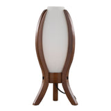 Cocoon - Contemporary Desk Lamp - Walnut Wood And Frosted Glass