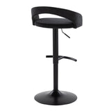 Grotto - Upholstered Adjustable Barstool - Black Metal Base