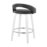 Cinch - Contemporary Fixed-Height Swivel Counter Stool (Set of 2) - White Wood Frame