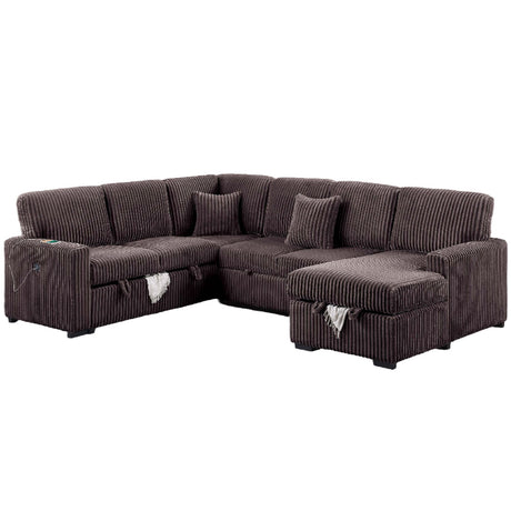 Convertible Sectional Upholstered Sleeper Sofa With Storage Chaise