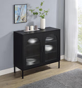 Jess - 2-Door Arched Fluted Glass Accent Cabinet - Black