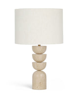 Opus - Travertine, Linen Textured Fabric And Brass Table Lamp - Travertine
