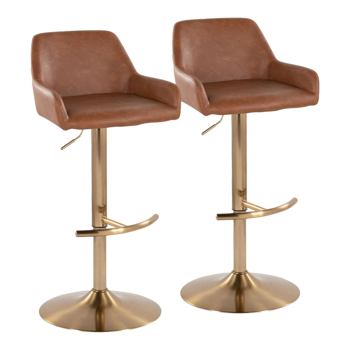 Daniella - Adjustable Barstool (Set of 2) - Gold Base