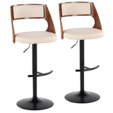 Cecina - Adjustable Barstool With Swivel And Rounded T Footrest (Set of 2) - Black Metal, Cherry Wood