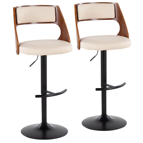 Cecina - Adjustable Barstool With Swivel And Rounded T Footrest (Set of 2) - Black Metal, Cherry Wood