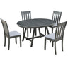 5 Piece Wood Dining Table Set With Extendable Round Table And 4 Chairs